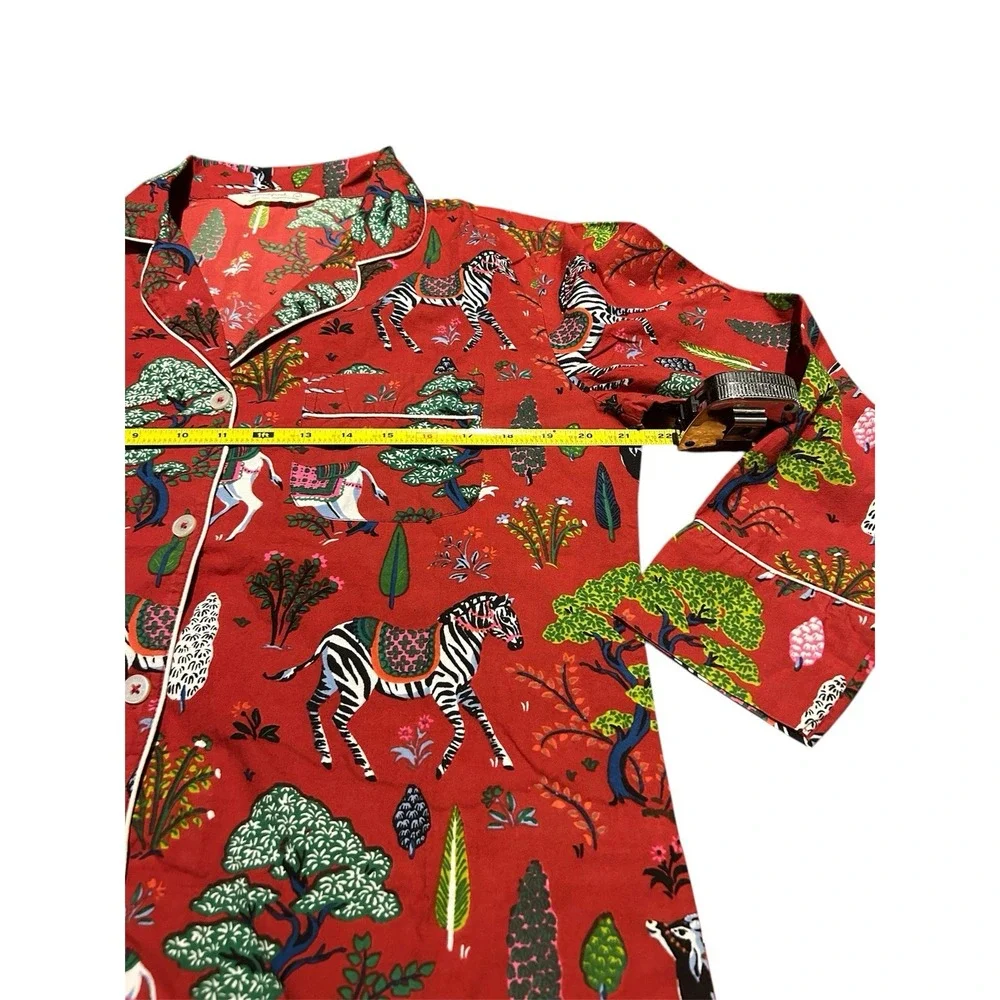 Anthropologie Print Fresh Pajama Top Long Sleeve XS Zebra Antelope‎